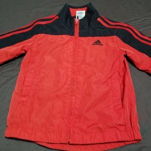 Adidas Track Jacket Collared Sports Coat Lightweight Black Shoulders Stripes 3T